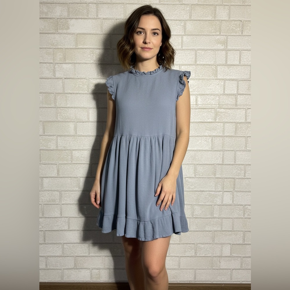 Urban Outfitters Blue Ruffle Mini Dress